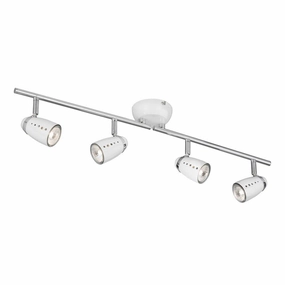 Pluto 4 Light Split Bar White/Chrome Adjustable Spotlights white ceiling lamp