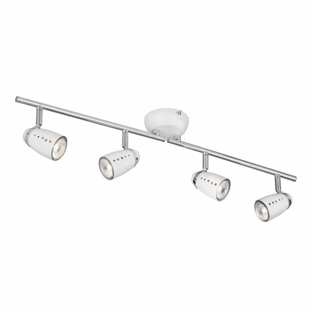 Pluto 4 Light Split Bar White/Chrome Adjustable Spotlights tall arc lamp for living room