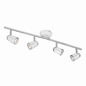 Pluto 4 Light Split Bar White/Chrome Adjustable Spotlights tall arc lamp for living room
