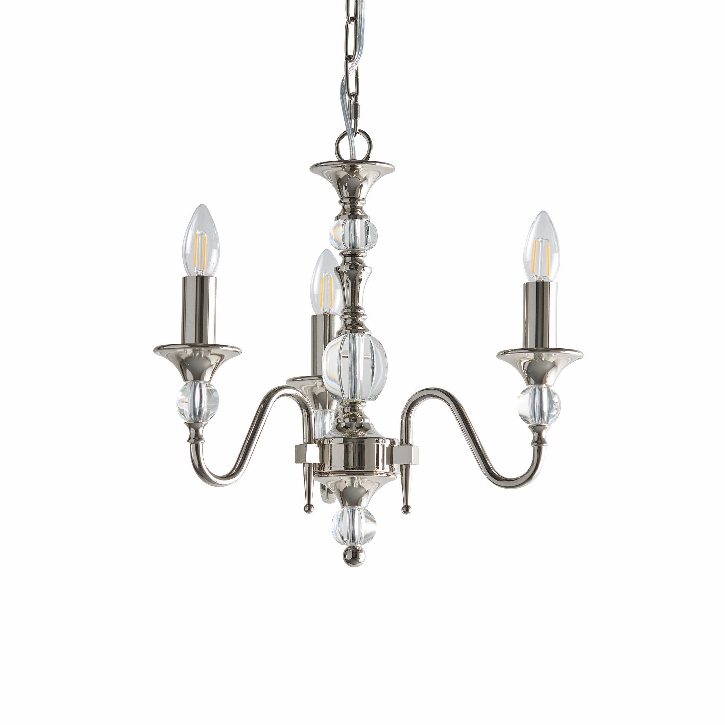 Polina 3 Light Polished Nickel Finish Chandelier