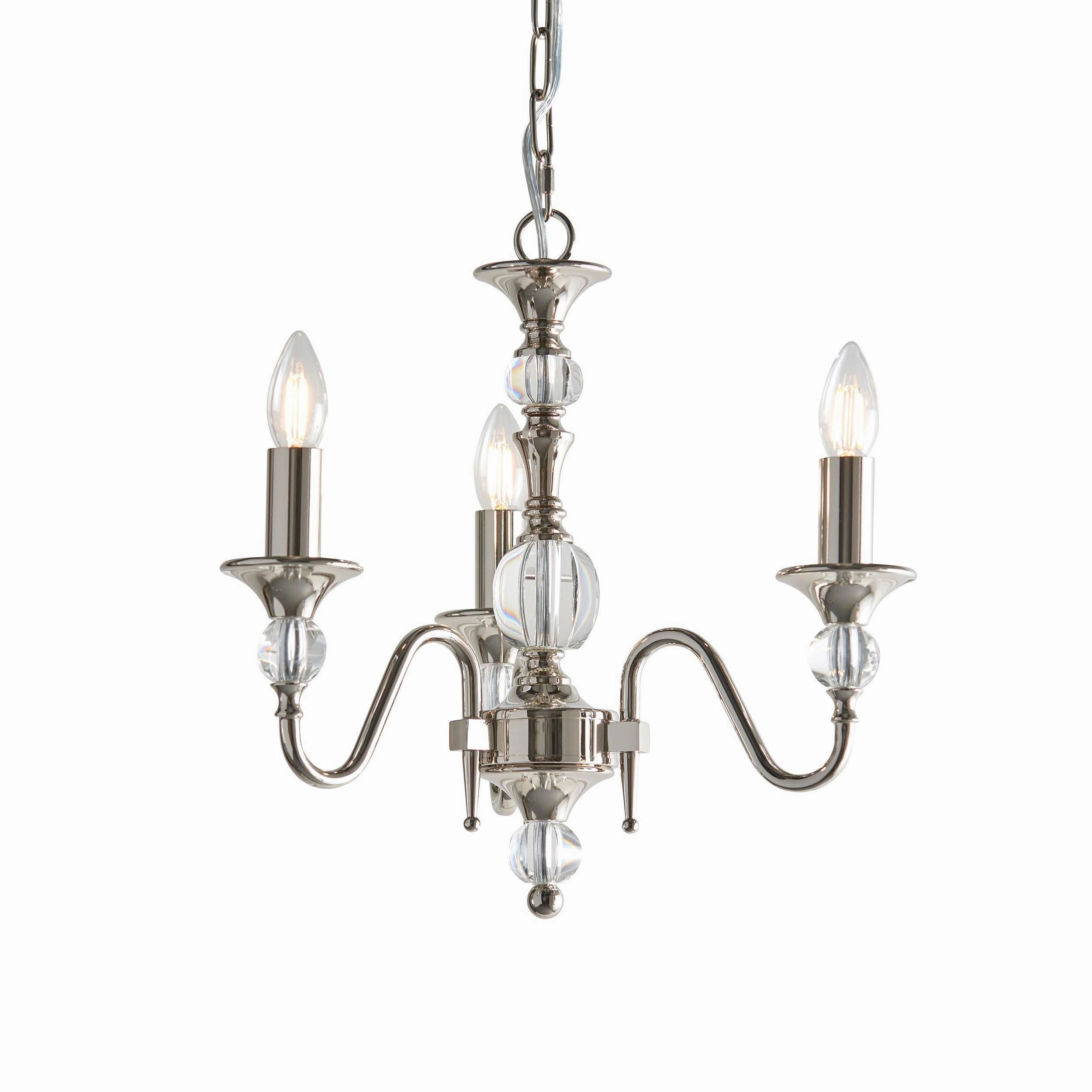 Polina 3 Light Polished Nickel Finish Chandelier