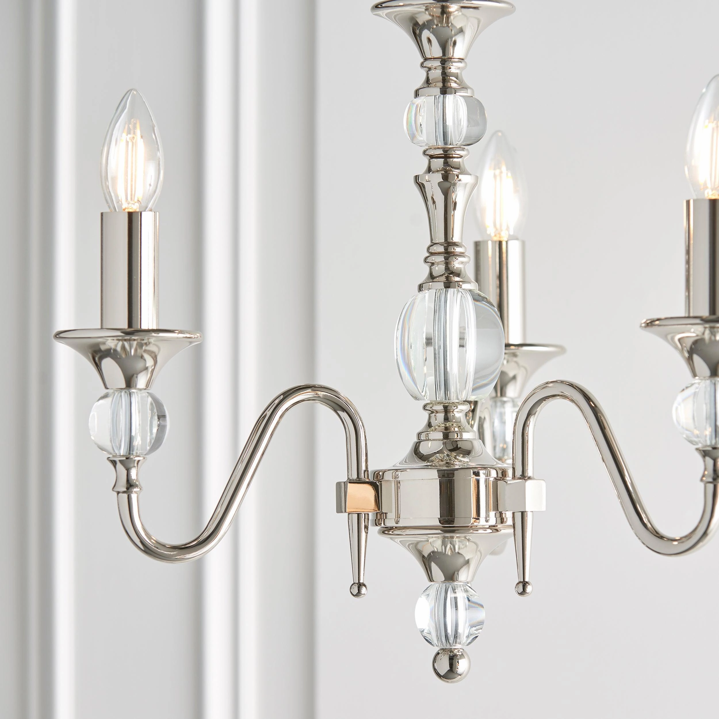 Polina 3 Light Polished Nickel Finish Chandelier