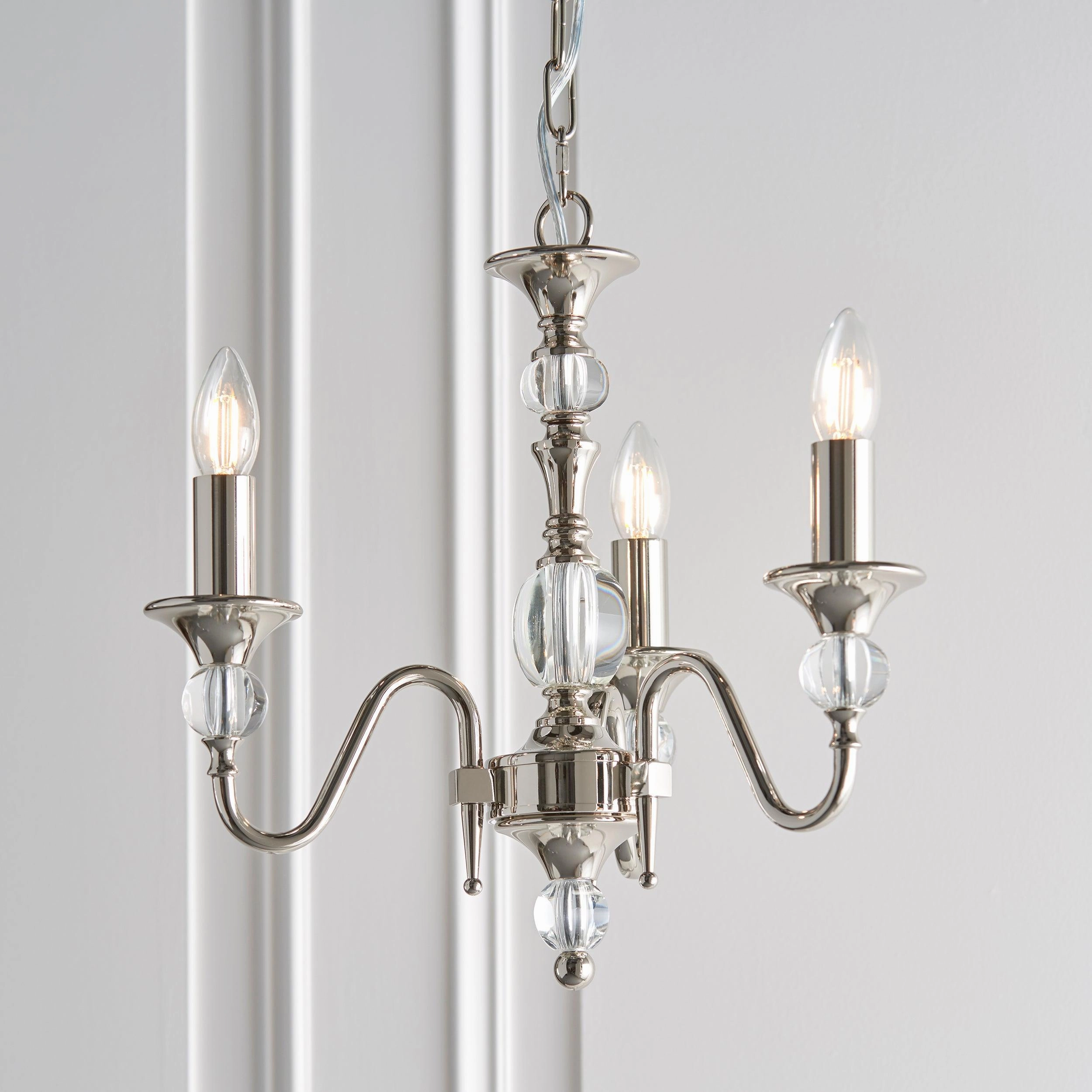 Polina 3 Light Polished Nickel Finish Chandelier