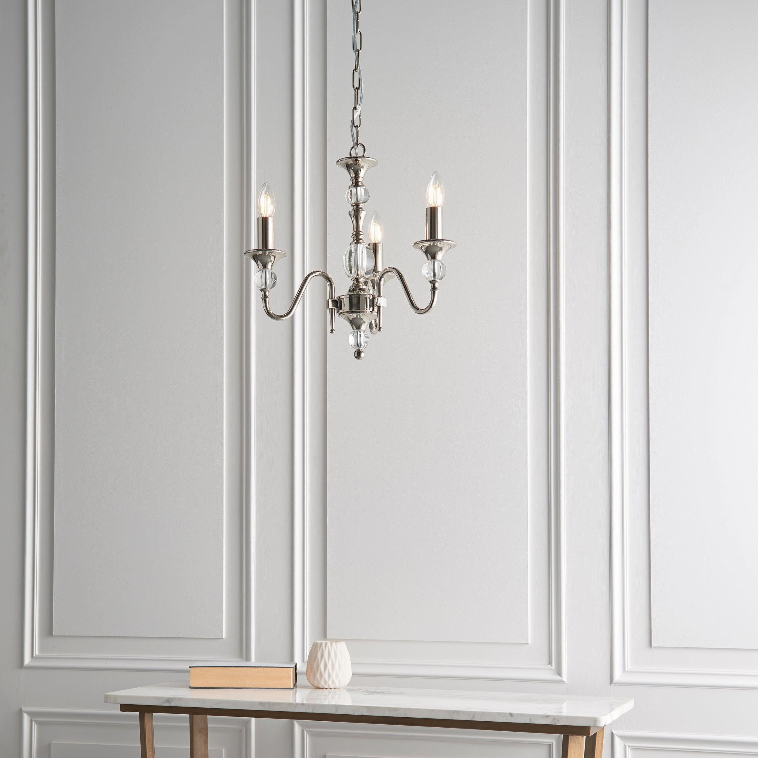 Polina 3 Light Polished Nickel Finish Chandelier