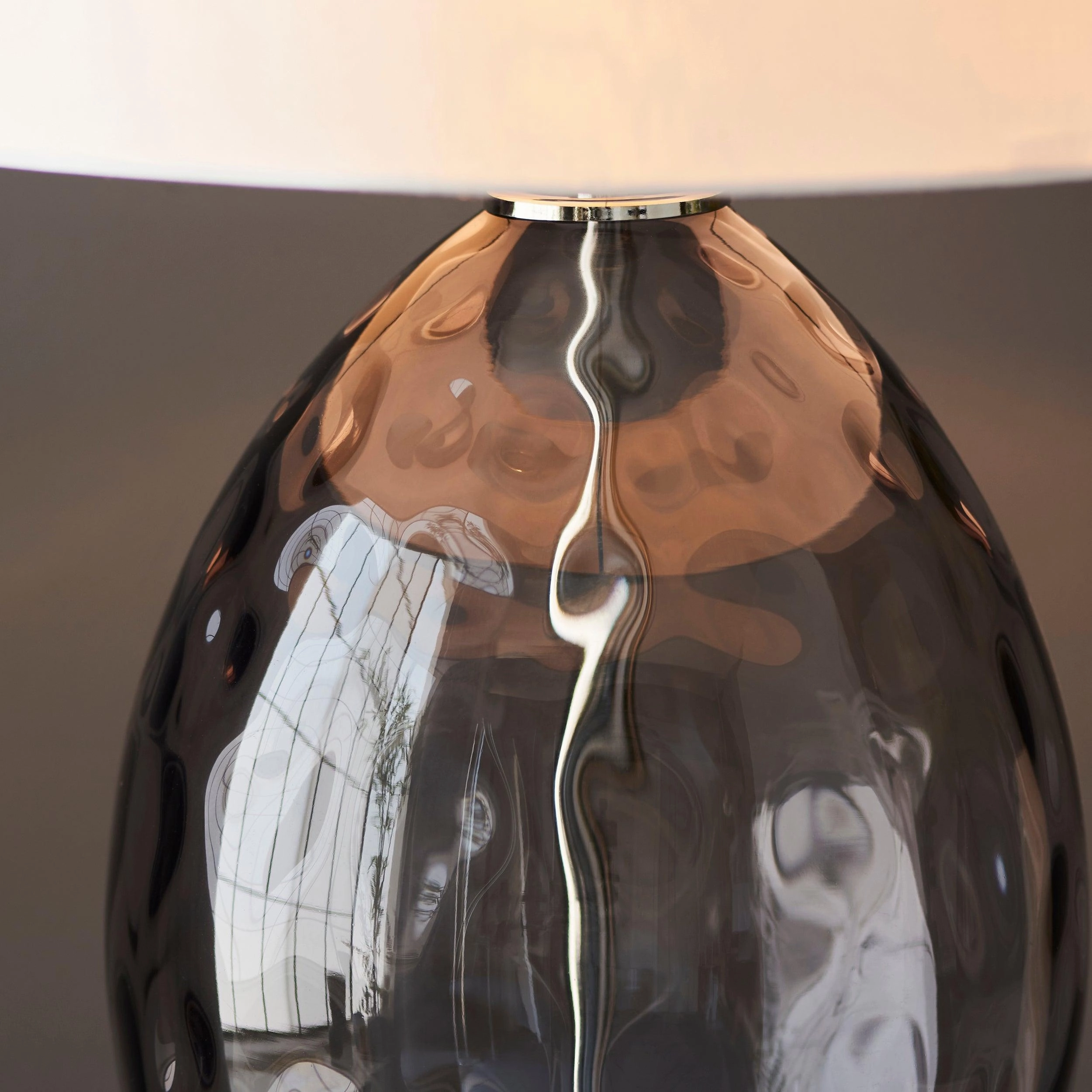 Porter Grey Glass Touch Table Lamp - Vintage White Shade