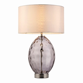 Porter Grey Glass Touch Table Lamp - Vintage White Shade energy-saving LED light