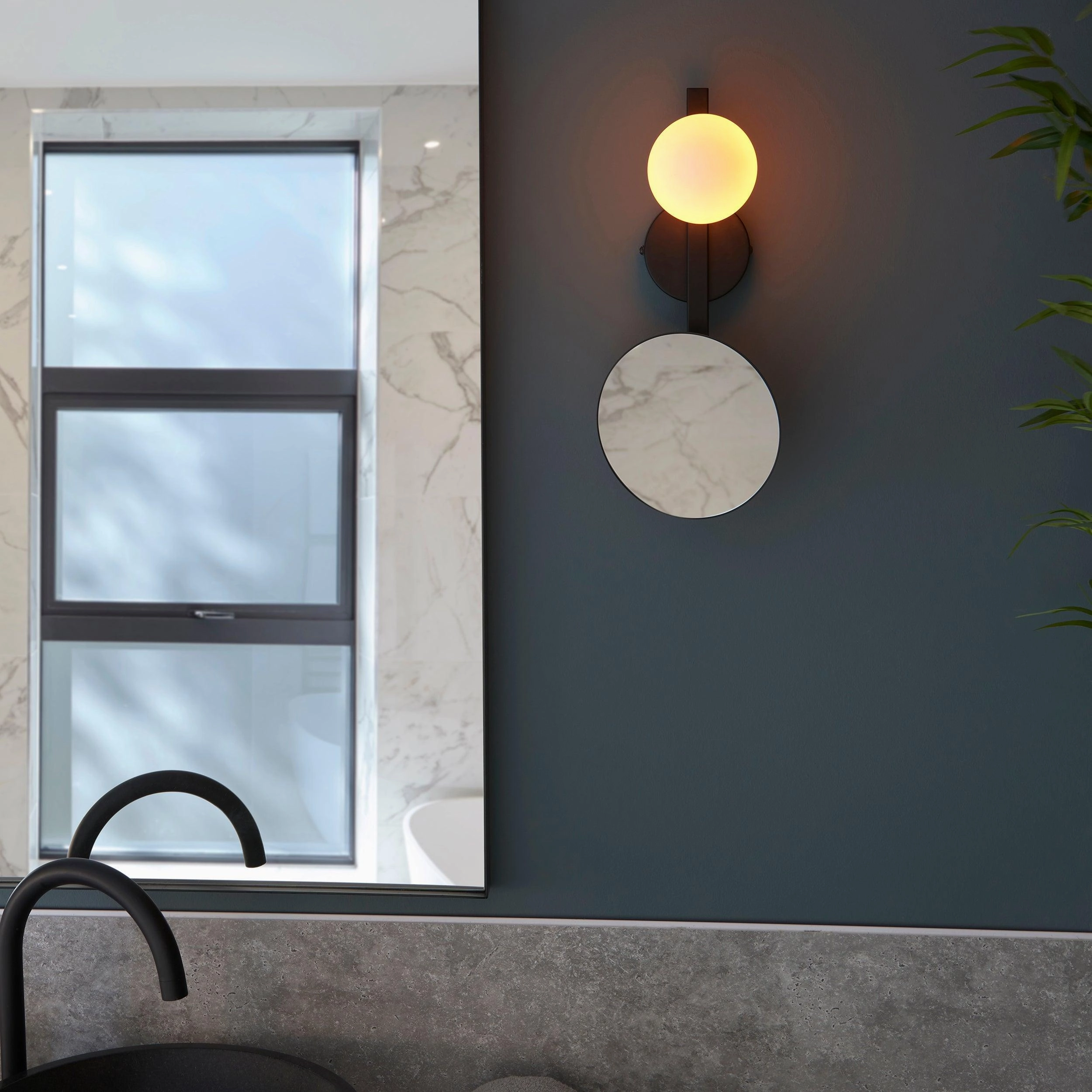 Prendle Black Bathroom Wall Light With Mirror