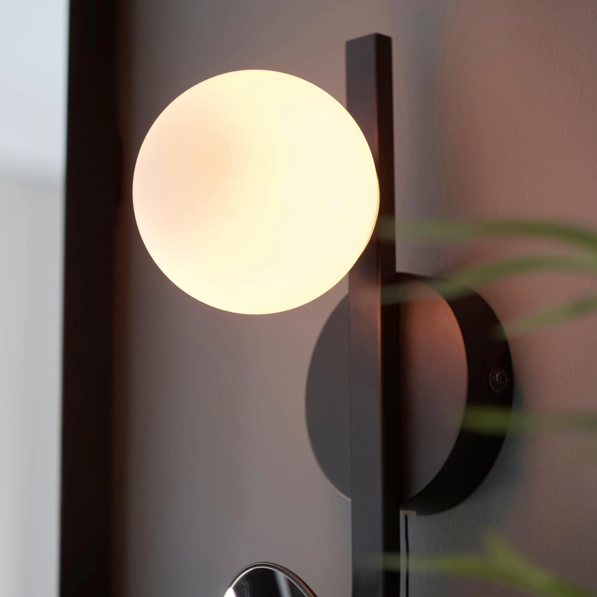 Prendle Black Bathroom Wall Light With Mirror