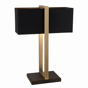 Produr Brass Table Lamp - Black Base & Black Linen Shade energy-saving LED light