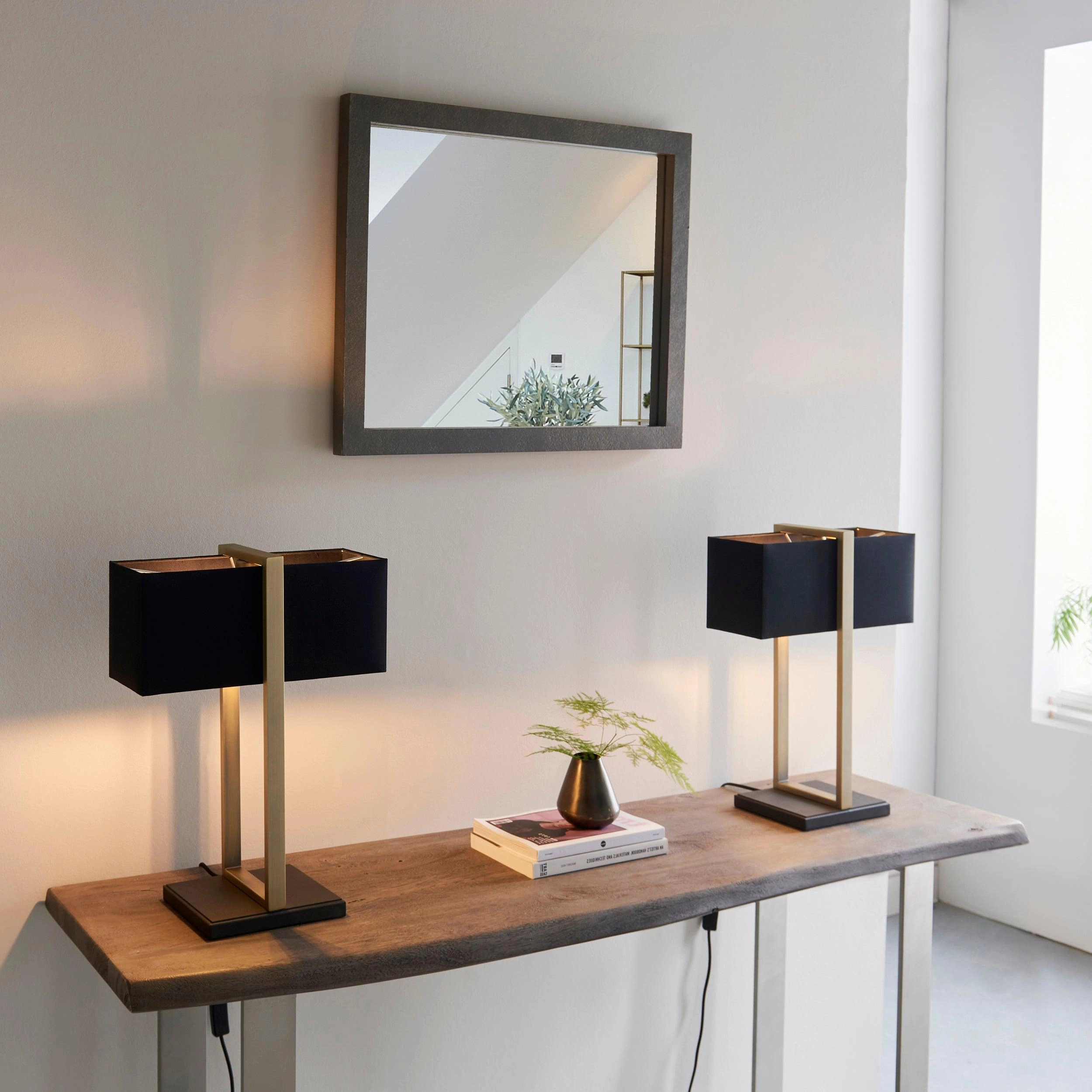 Produr Brass Table Lamp - Black Base & Black Linen Shade