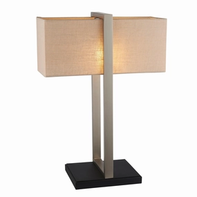 Produr Modern Nickel Table Lamp - Black Base & Linen Shade energy-saving LED light