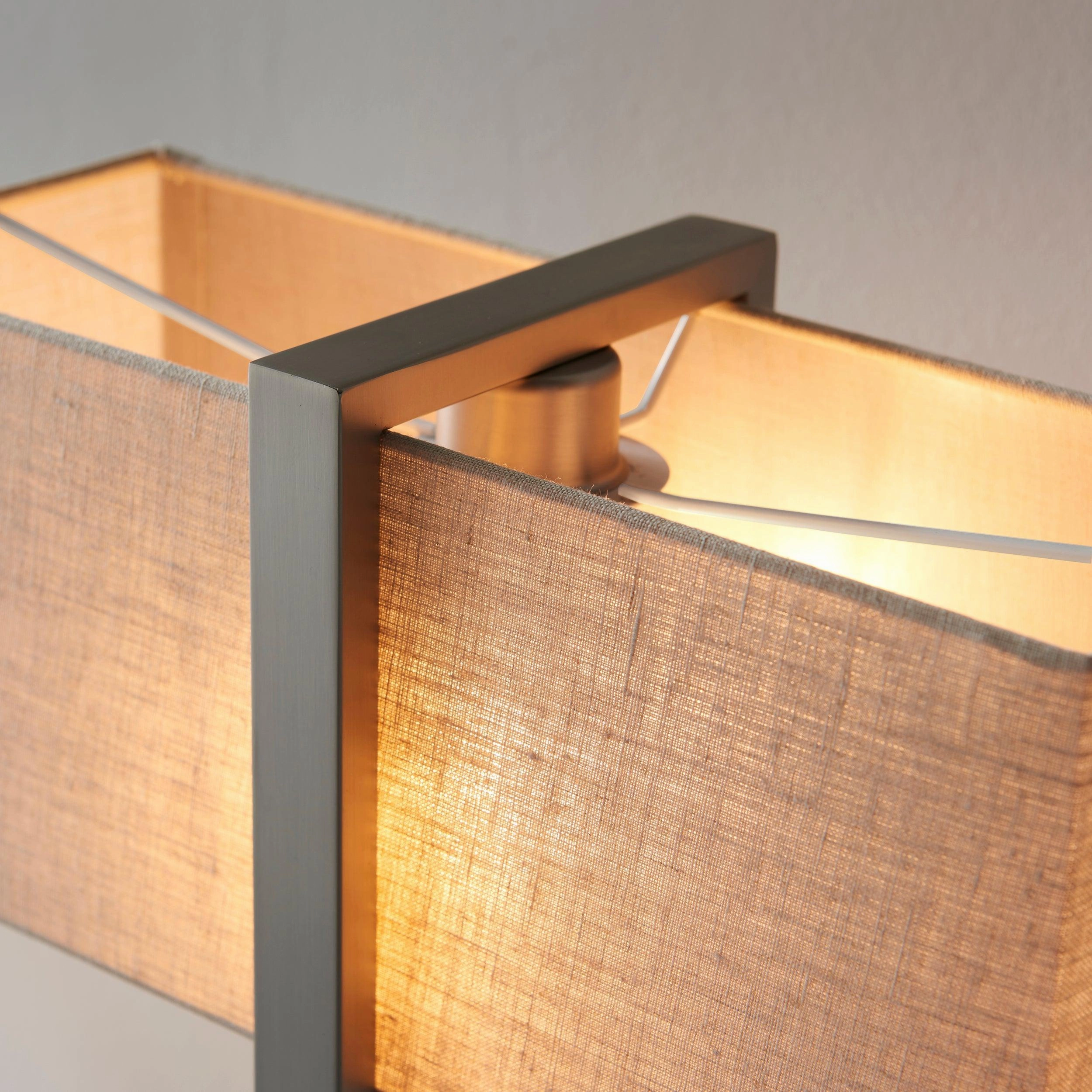 Produr Modern Nickel Table Lamp - Black Base & Linen Shade