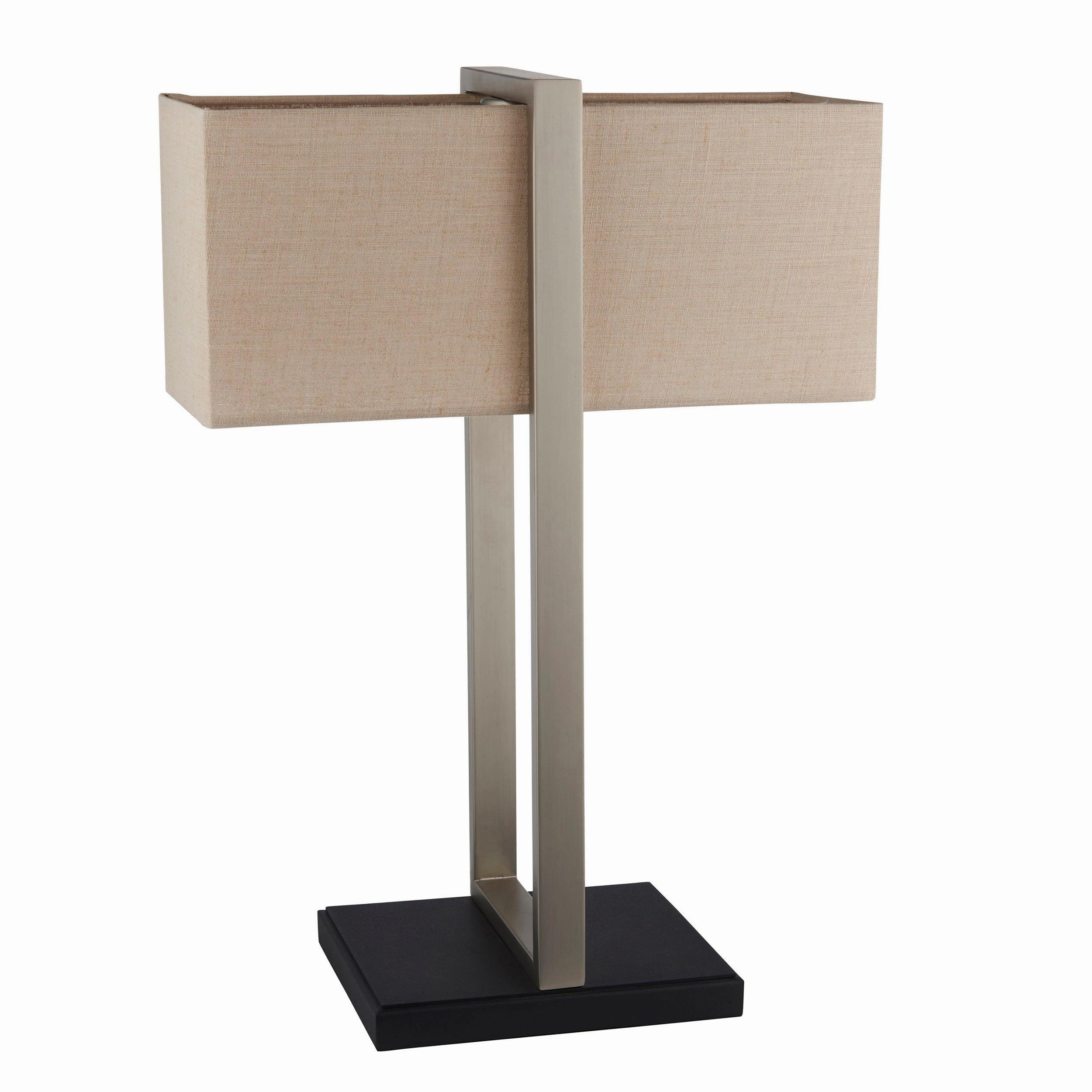 Produr Modern Nickel Table Lamp - Black Base & Linen Shade