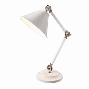 Provence Element 1 Light White & Polished Nickel Table Lamp energy-saving LED light