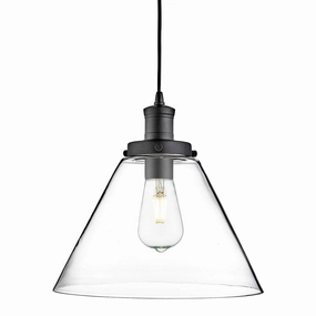 Pyramid 1 Light Black Ceiling Pendant - Pyramid Glass Shade Damaged Box flush mount ceiling fixture