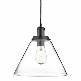 Pyramid 1 Light Black Ceiling Pendant - Pyramid Glass Shade Damaged Box sleek LED ceiling lamp