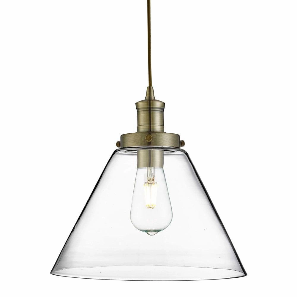 Pyramid 1 Light Brass Ceiling Pendant - Pyramid Glass Shade ambient ceiling fixture