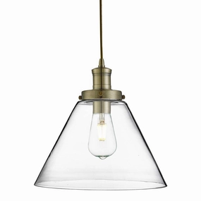 Pyramid 1 Light Brass Ceiling Pendant - Pyramid Glass Shade ambient ceiling fixture