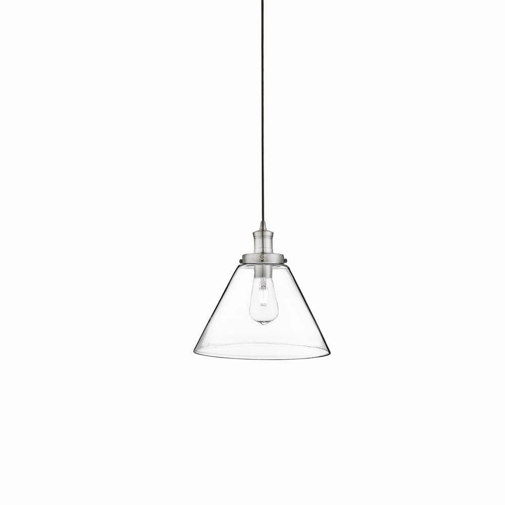 Pyramid 1 Light Silver Ceiling Pendant - Pyramid Glass Shade ambient ceiling fixture