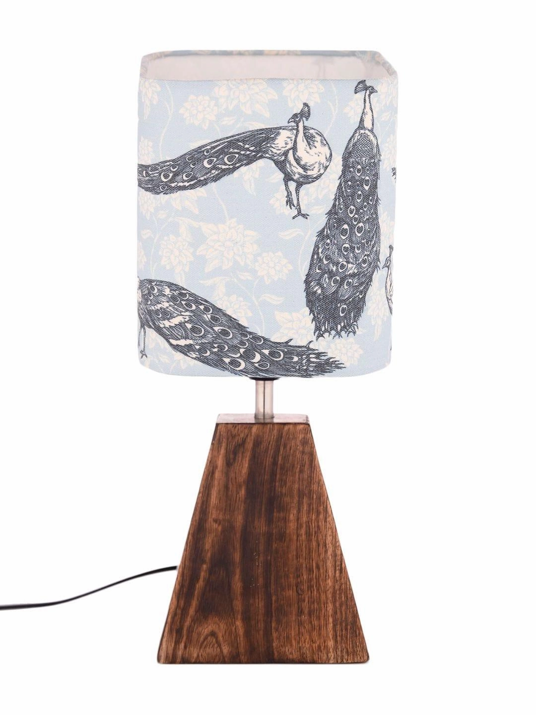 Pyramid Peacock Print Lamp