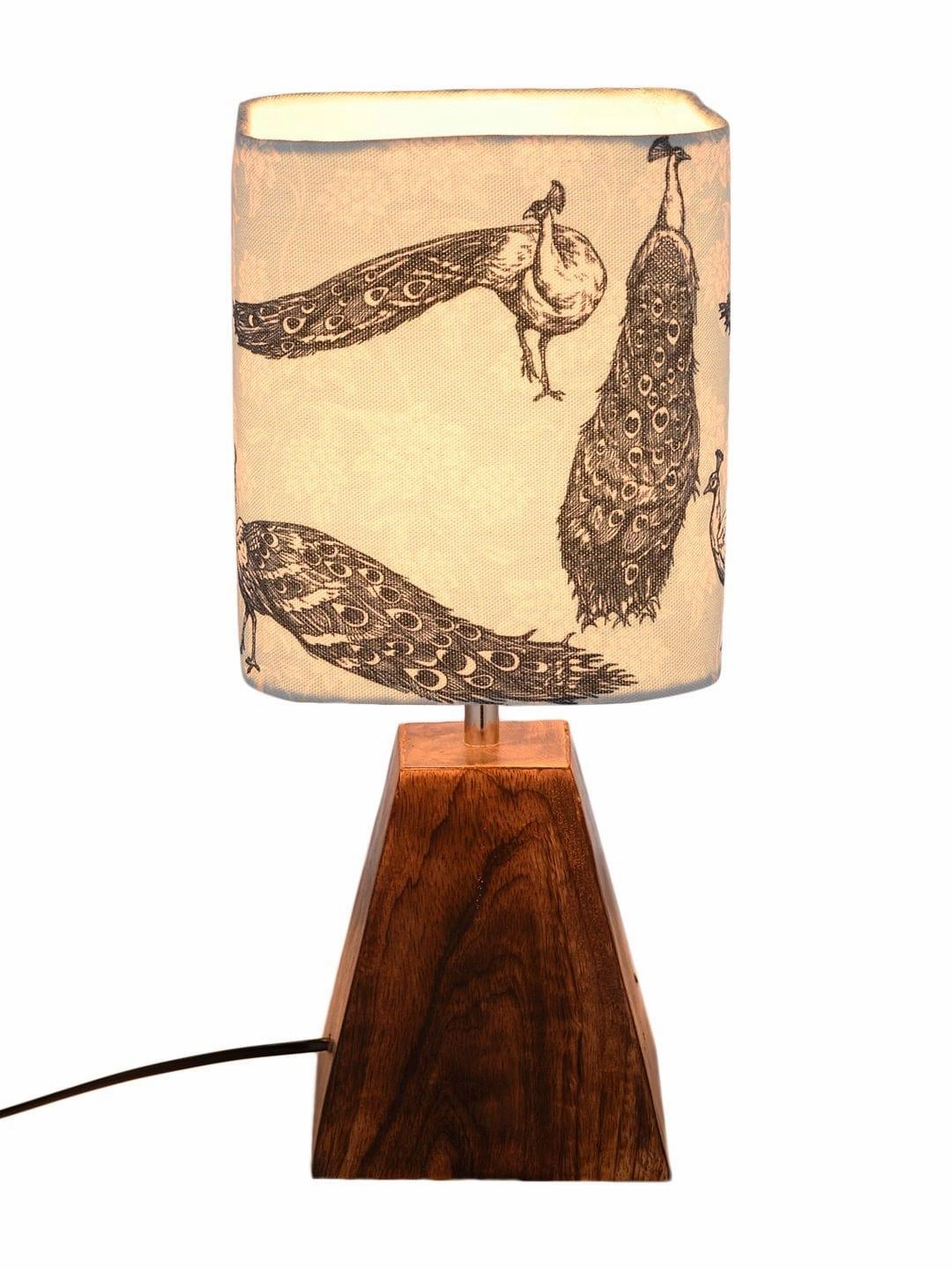 Pyramid Peacock Print Lamp