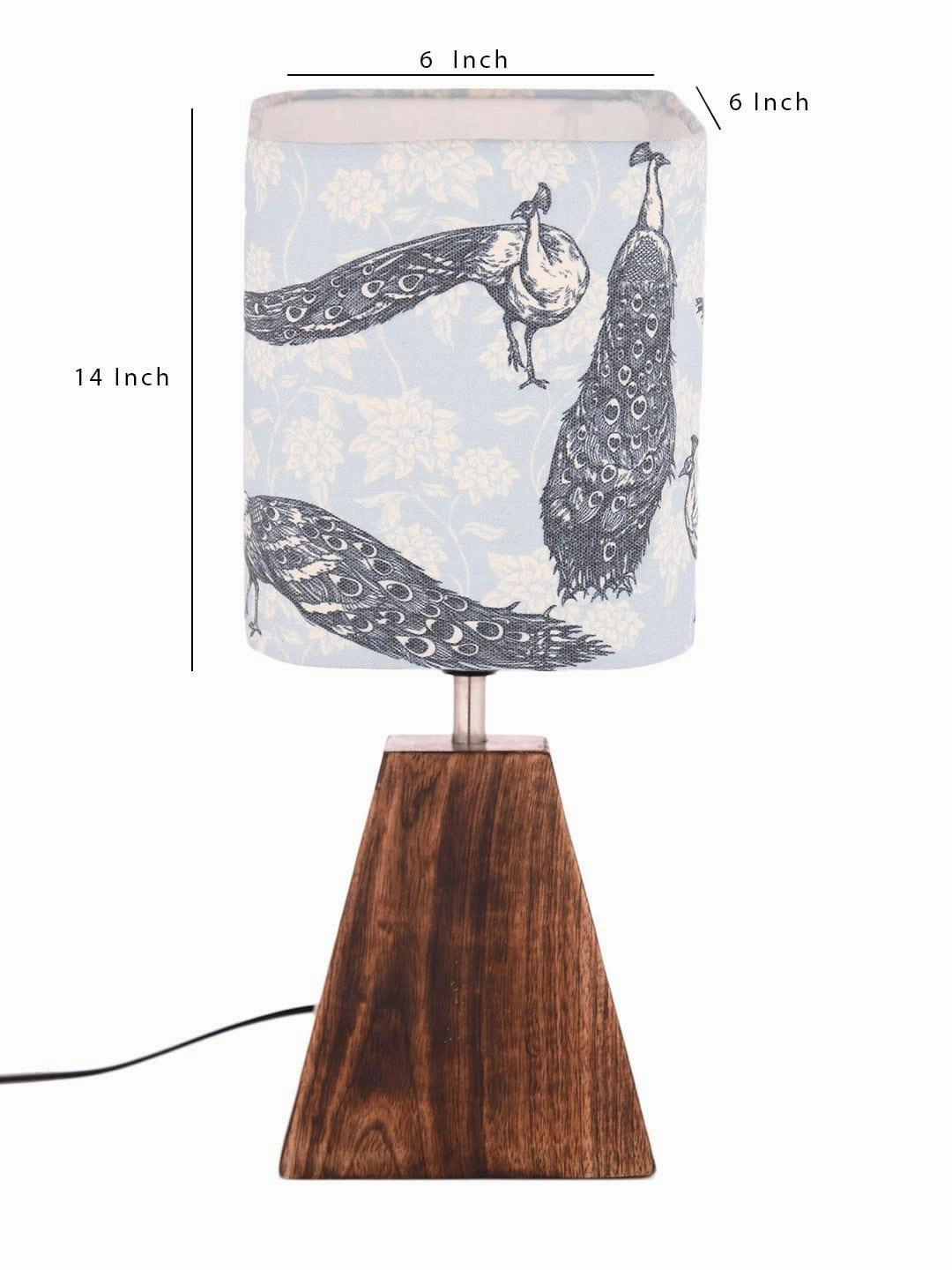 Pyramid Peacock Print Lamp