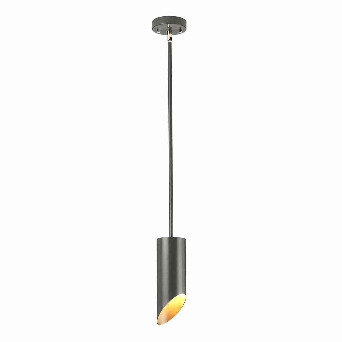 Quinto 1 Light Dark Grey Polished Nickel Ceiling Pendant sleek LED ceiling lamp