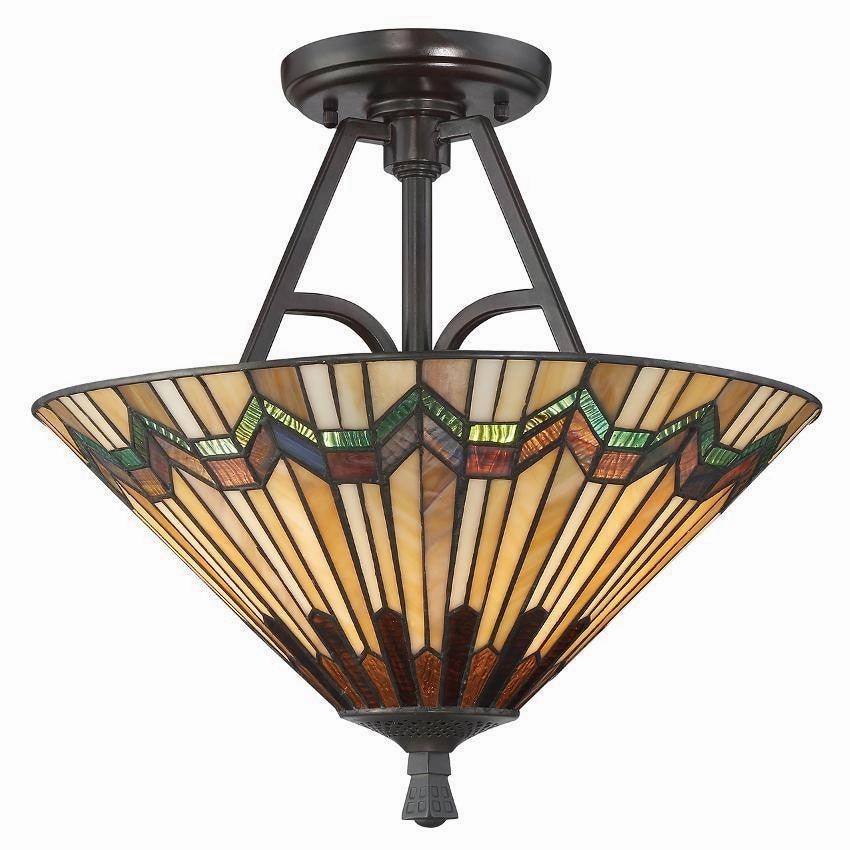 Quoizel Alcott Semi Flush Tiffany Ceiling Light recessed ceiling spot lamp