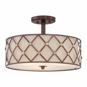 Quoizel Brown Lattice Semi-Flush Ceiling white ceiling lamp