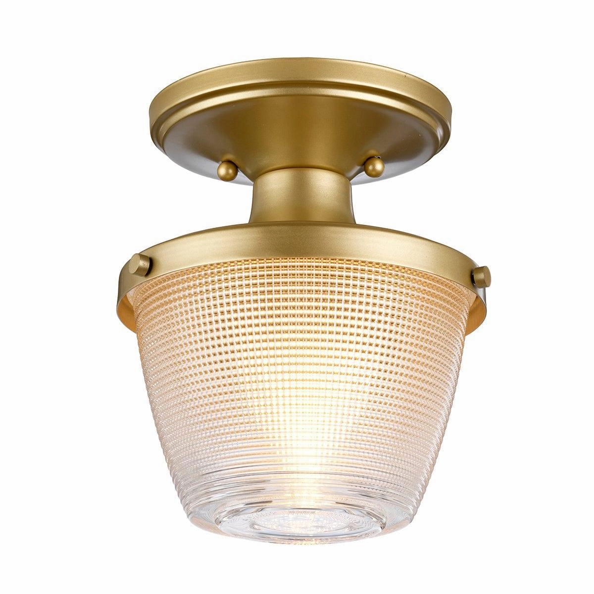 Quoizel Dublin 1 Light Semi-Flush - Painted Natural Brass white ceiling lamp