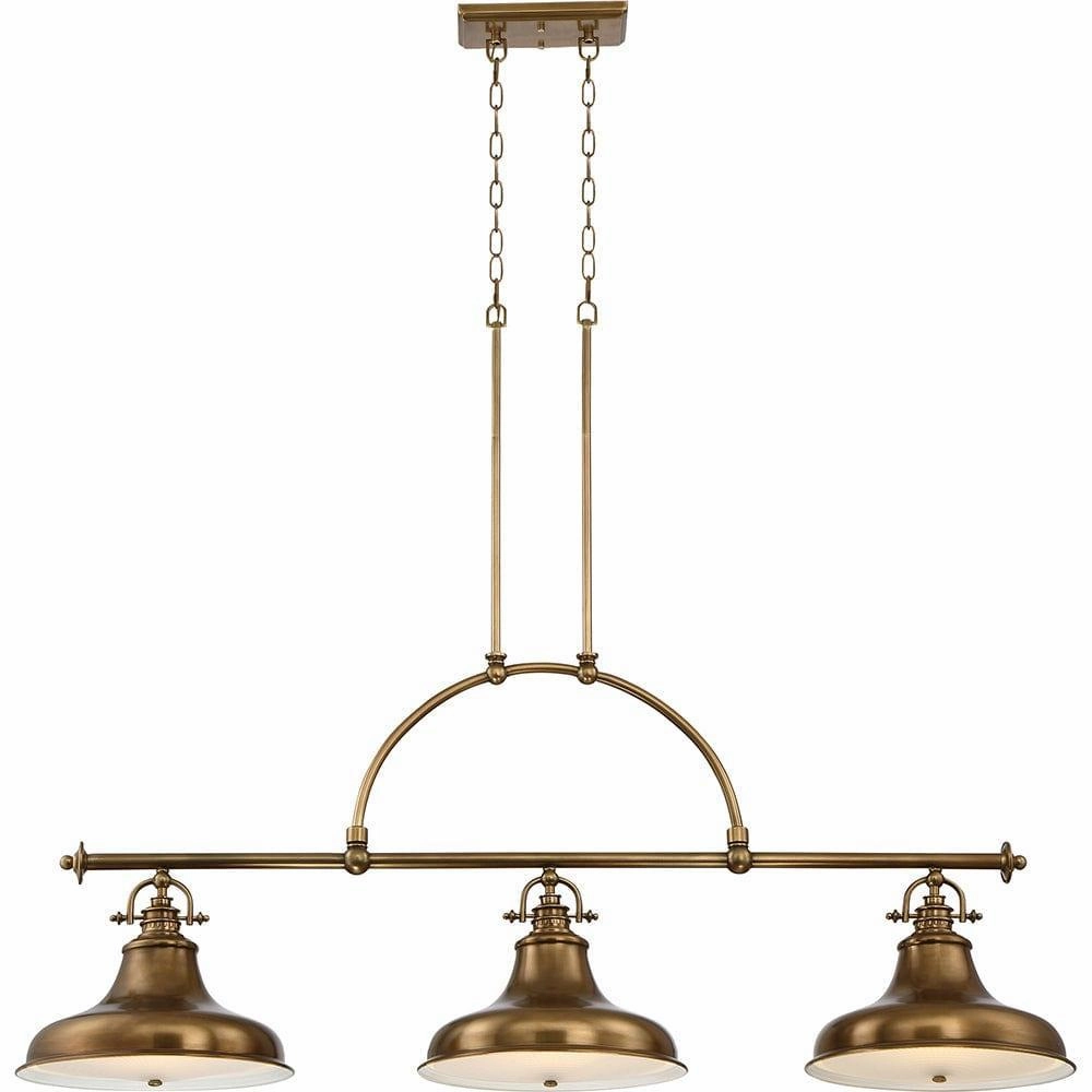 Quoizel Emery 3 Light Island Weathered Brass Chandelier white ceiling lamp