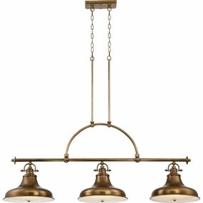 Quoizel Emery 3 Light Island Weathered Brass Chandelier white ceiling lamp