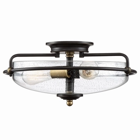 Quoizel Griffin 3 Light Glass Bronze/Brass Flush Mount soft glow ceiling light