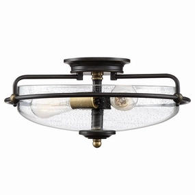 Quoizel Griffin 3 Light Glass Bronze/Brass Flush Mount ambient ceiling fixture
