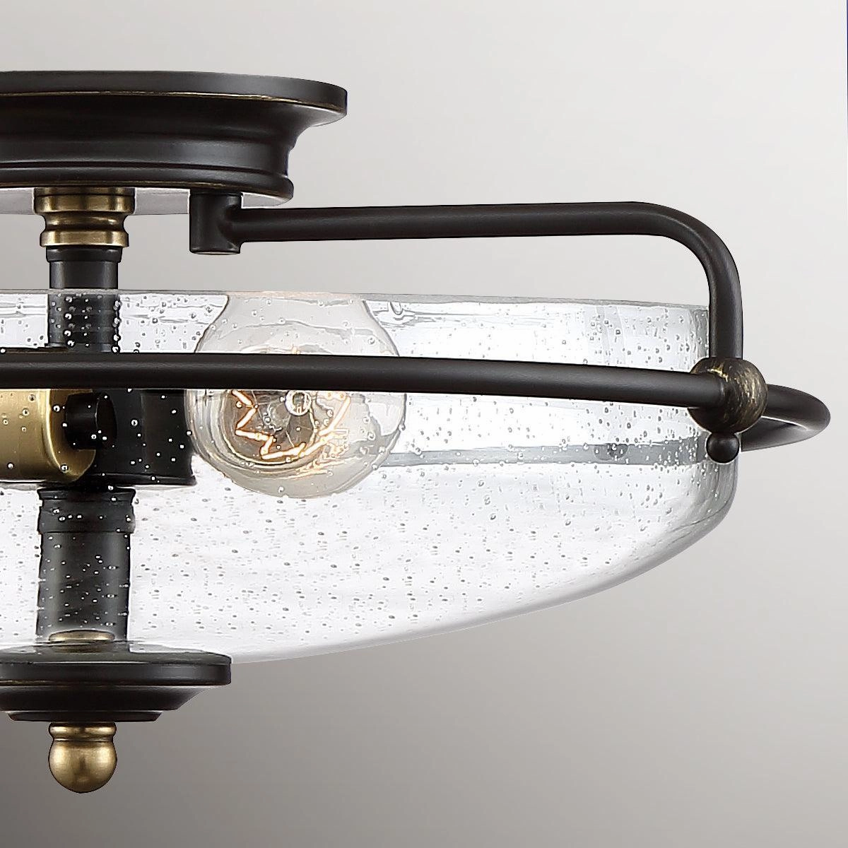 Quoizel Griffin 3 Light Glass Bronze/Brass Flush Mount