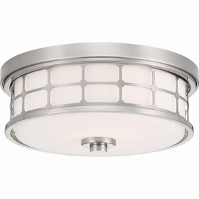Quoizel Guardian 2 Light Flush Brushed Nickel Bathroom Light white ceiling lamp