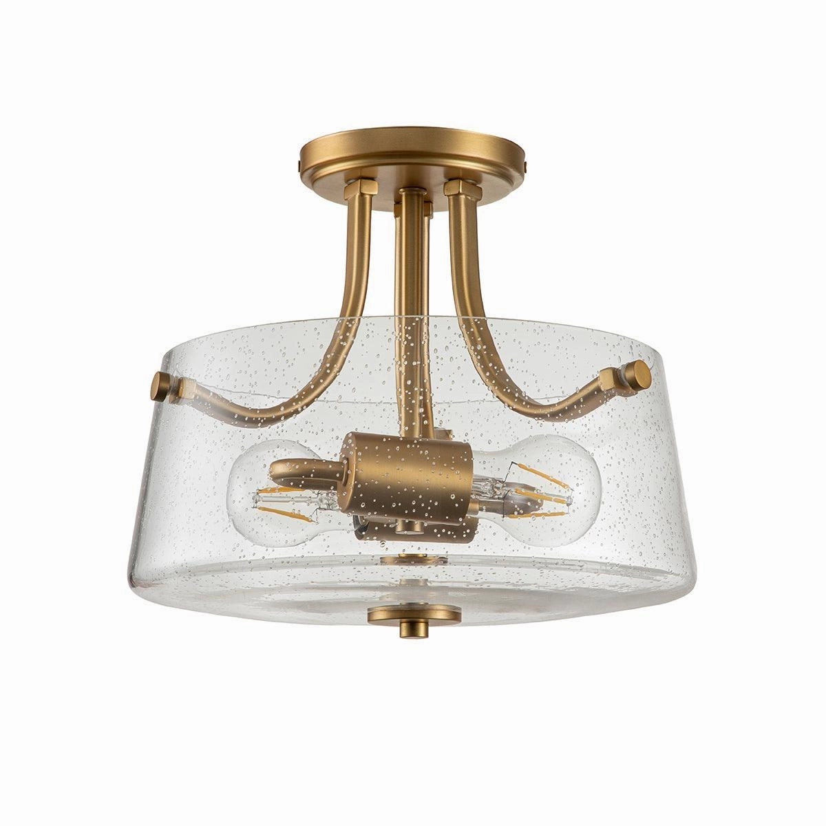 Quoizel Hollister 2 Light Brass Ceiling Semi-flush Mount