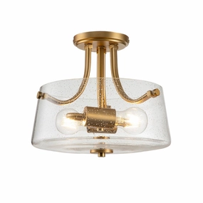 Quoizel Hollister 2 Light Brass Ceiling Semi-flush Mount ambient ceiling fixture