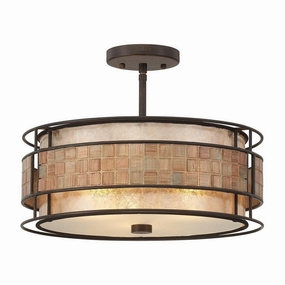 Quoizel Laguna 3 Light Copper Semi-Flush Ceiling Light white ceiling lamp