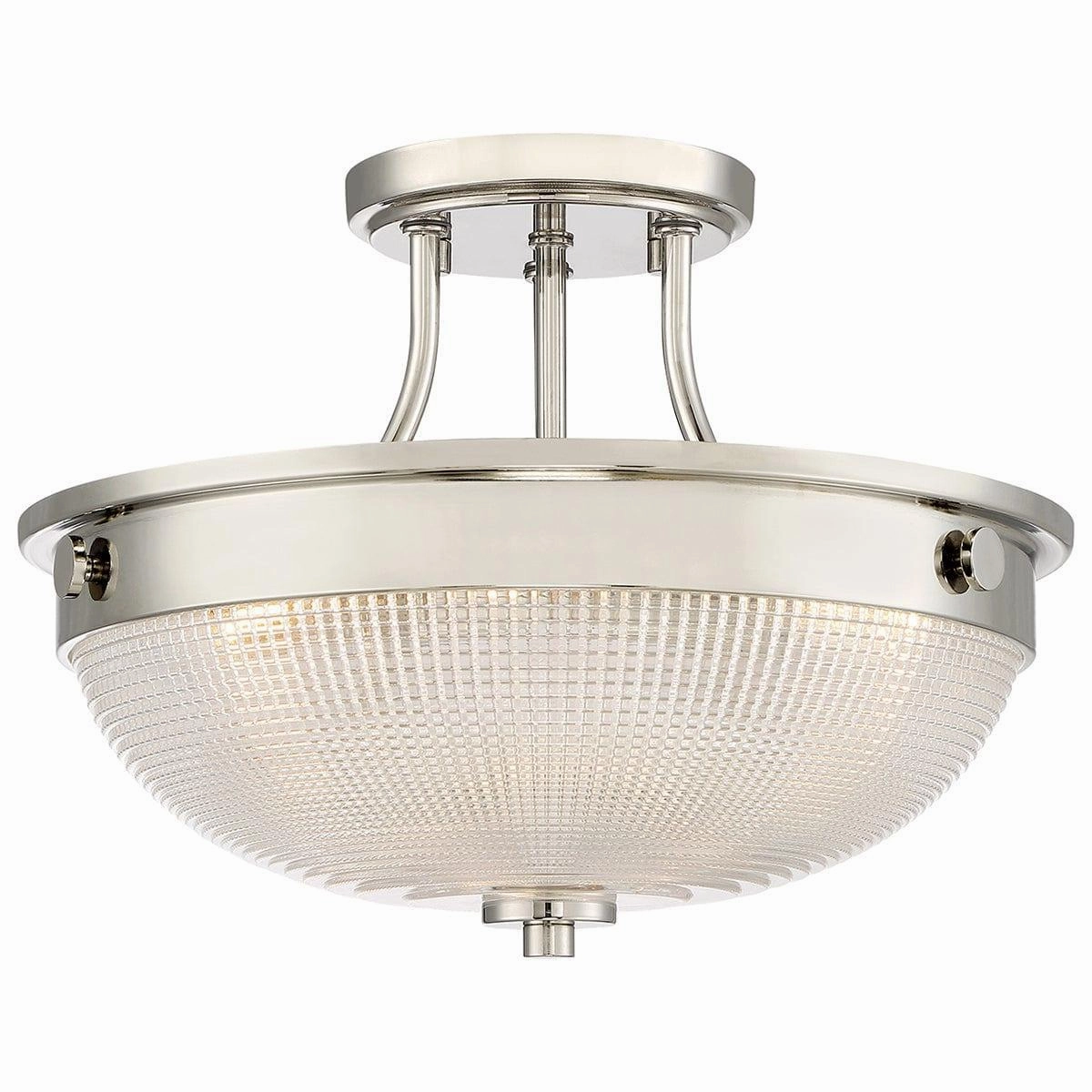 Quoizel Mantle 2 Light Semi-Flush Polished Nickel Ceiling Light soft glow ceiling light