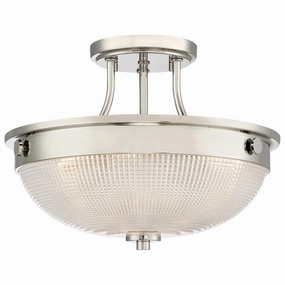 Quoizel Mantle 2 Light Semi-Flush Polished Nickel Ceiling Light soft glow ceiling light