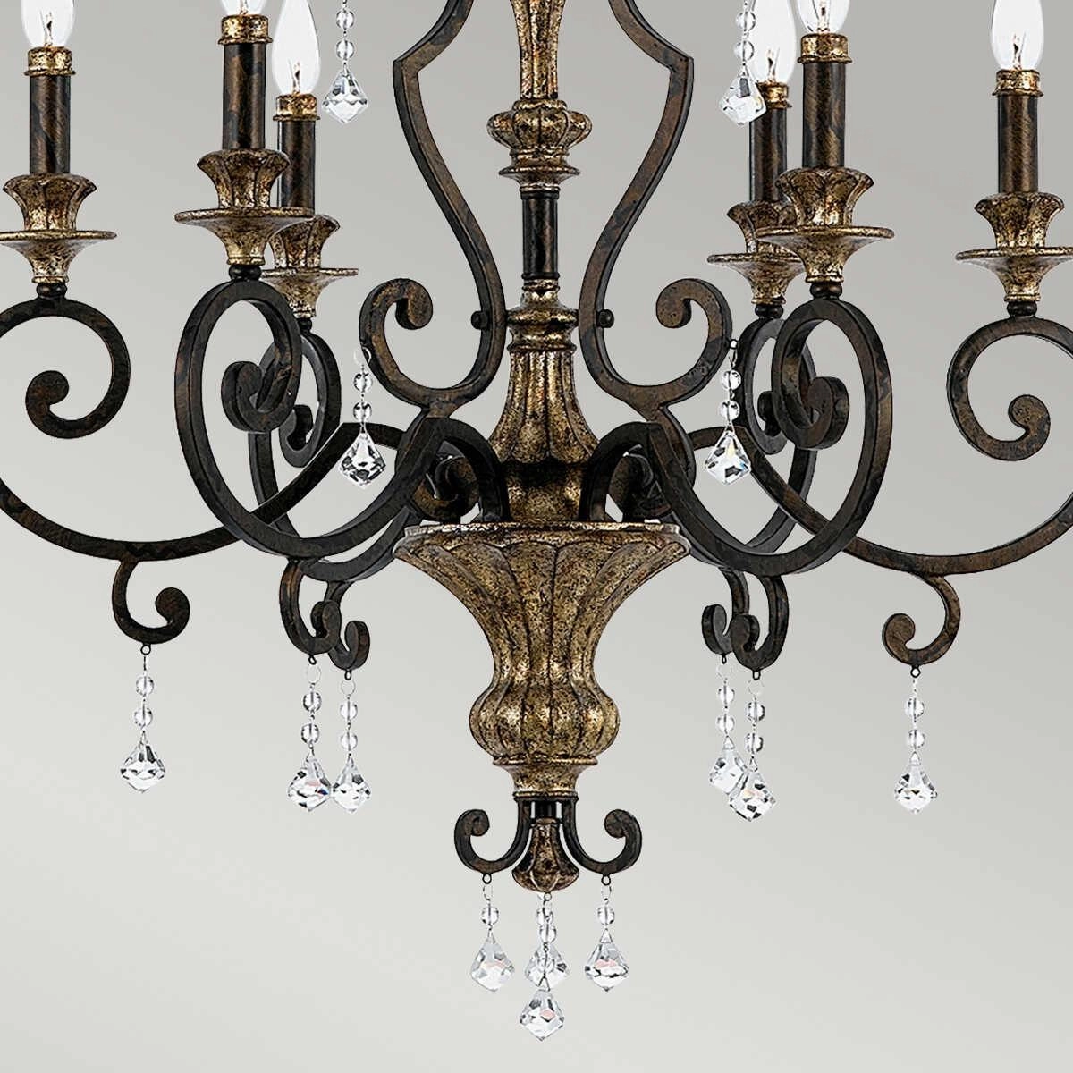 Quoizel Marquette 6 Light Bronze & Gold Chandelier