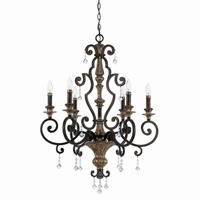 Quoizel Marquette 6 Light Bronze & Gold Chandelier ambient ceiling fixture