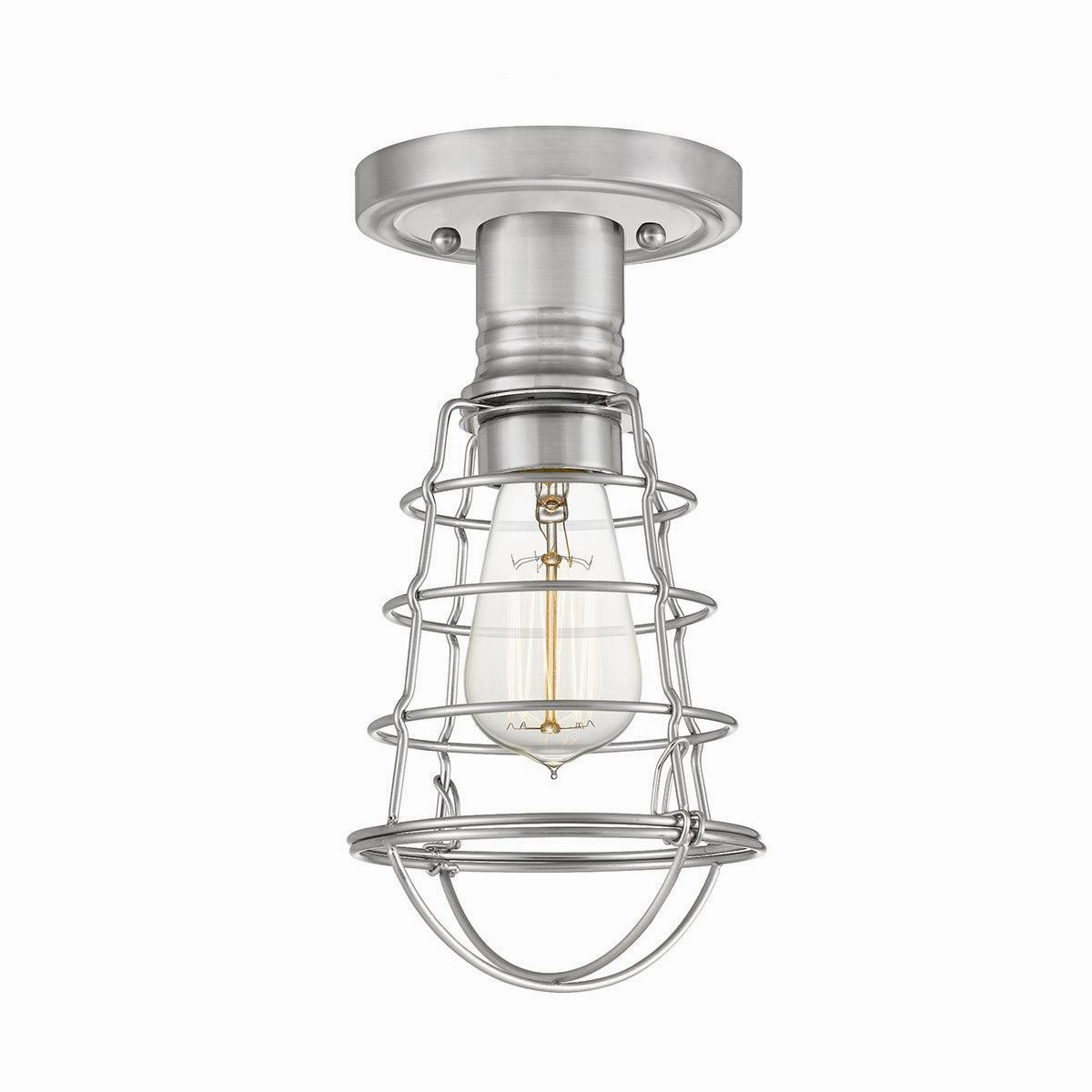 Quoizel Mixon 1 Light Nickel Semi-flush Mount white ceiling lamp