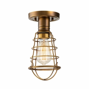 Quoizel Mixon 1 Light Weathered Brass Semi-flush Mount white ceiling lamp