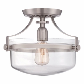 Quoizel Penn Station Semi Flush Brushed Nickel Ceiling Light ambient ceiling fixture