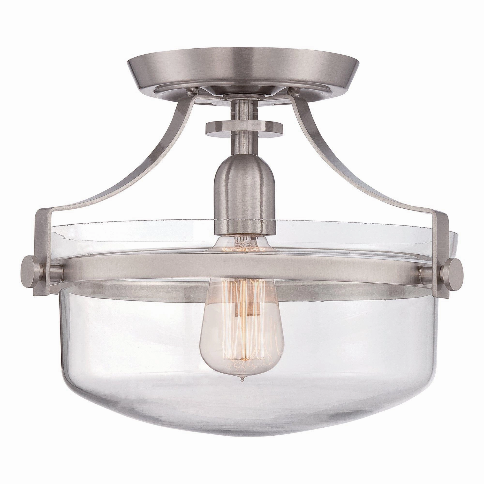 Quoizel Penn Station Semi Flush Brushed Nickel Ceiling Light ambient ceiling fixture