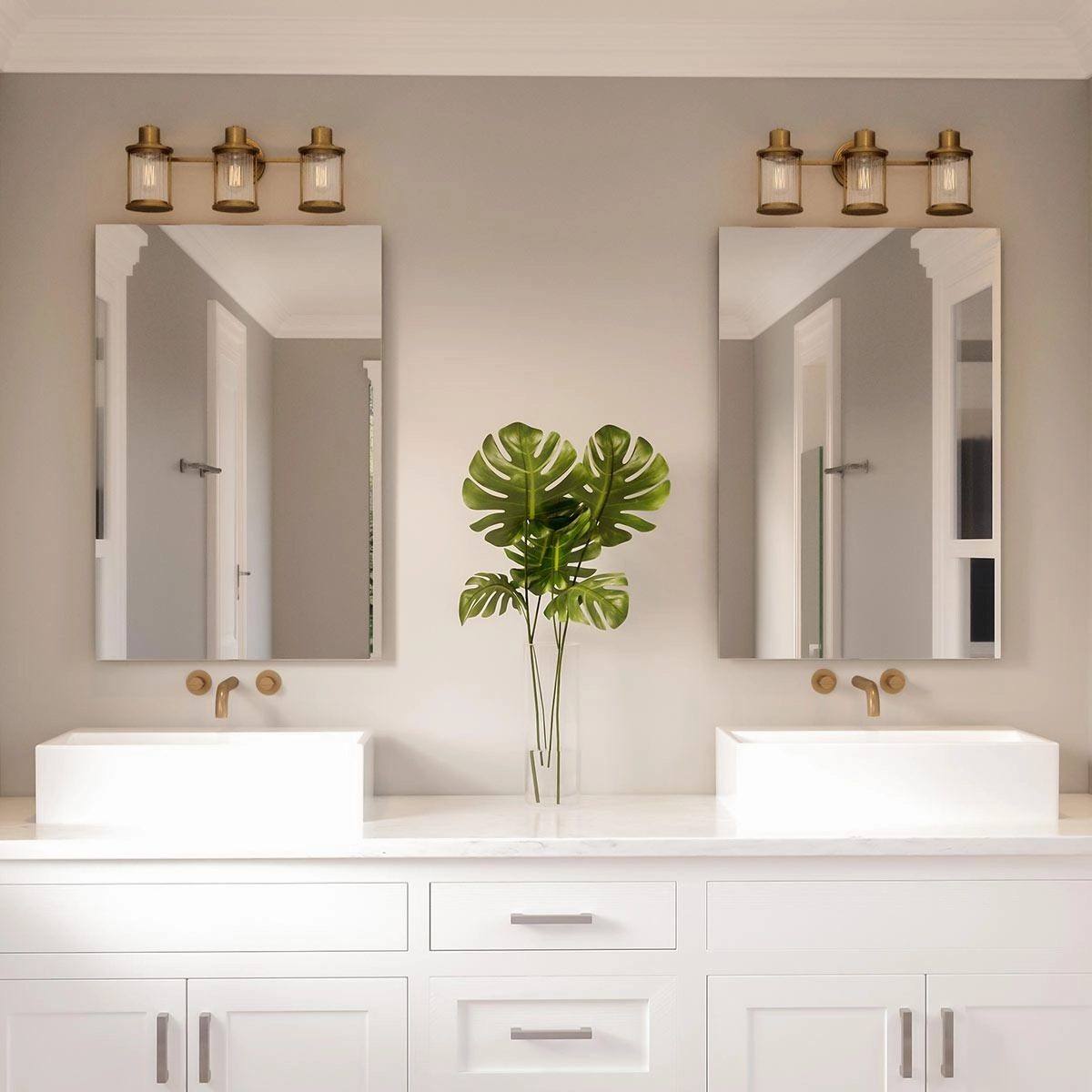 Quoizel Riggs 3 Light Brass Bathroom Wall Light