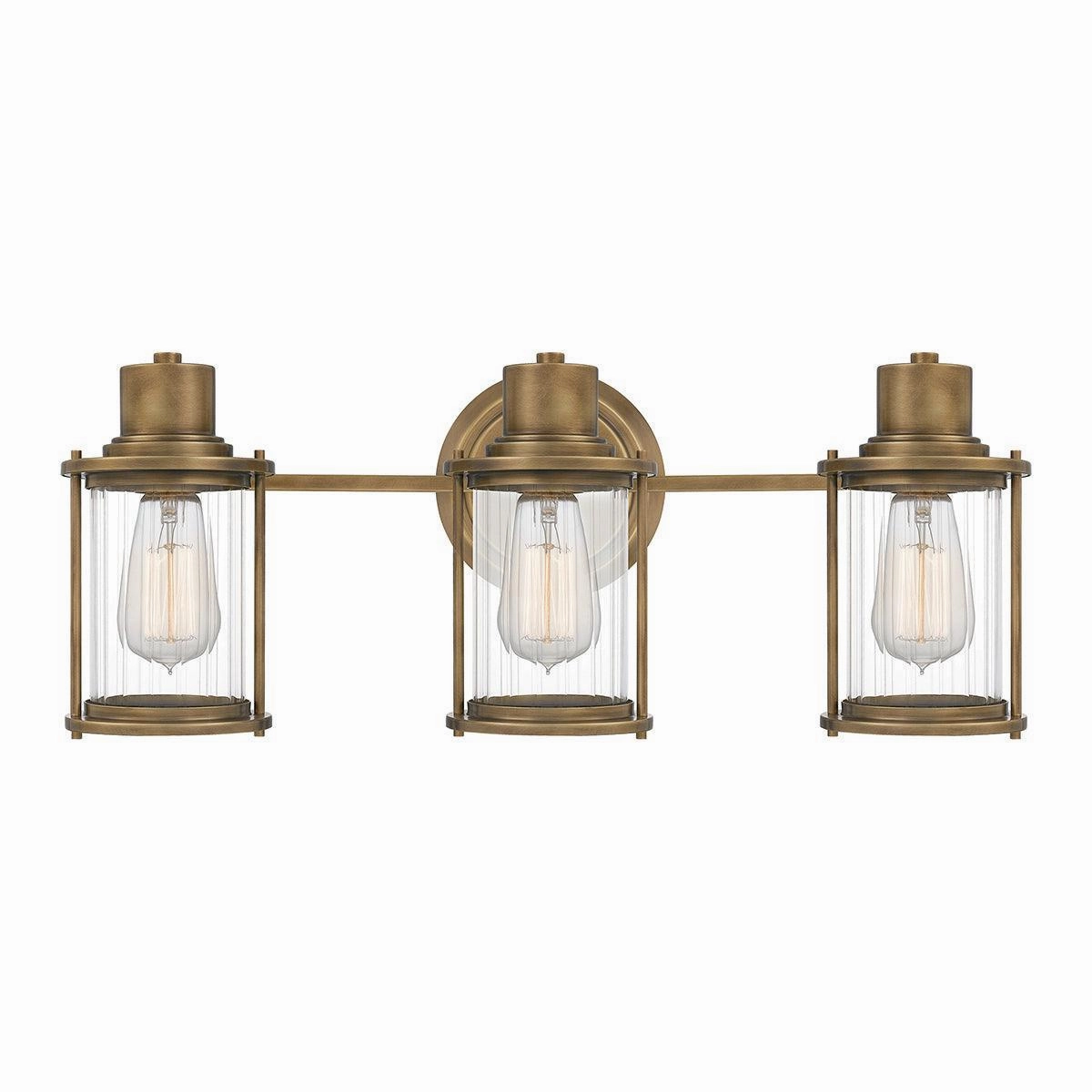 Quoizel Riggs 3 Light Brass Bathroom Wall Light vintage desk lamp