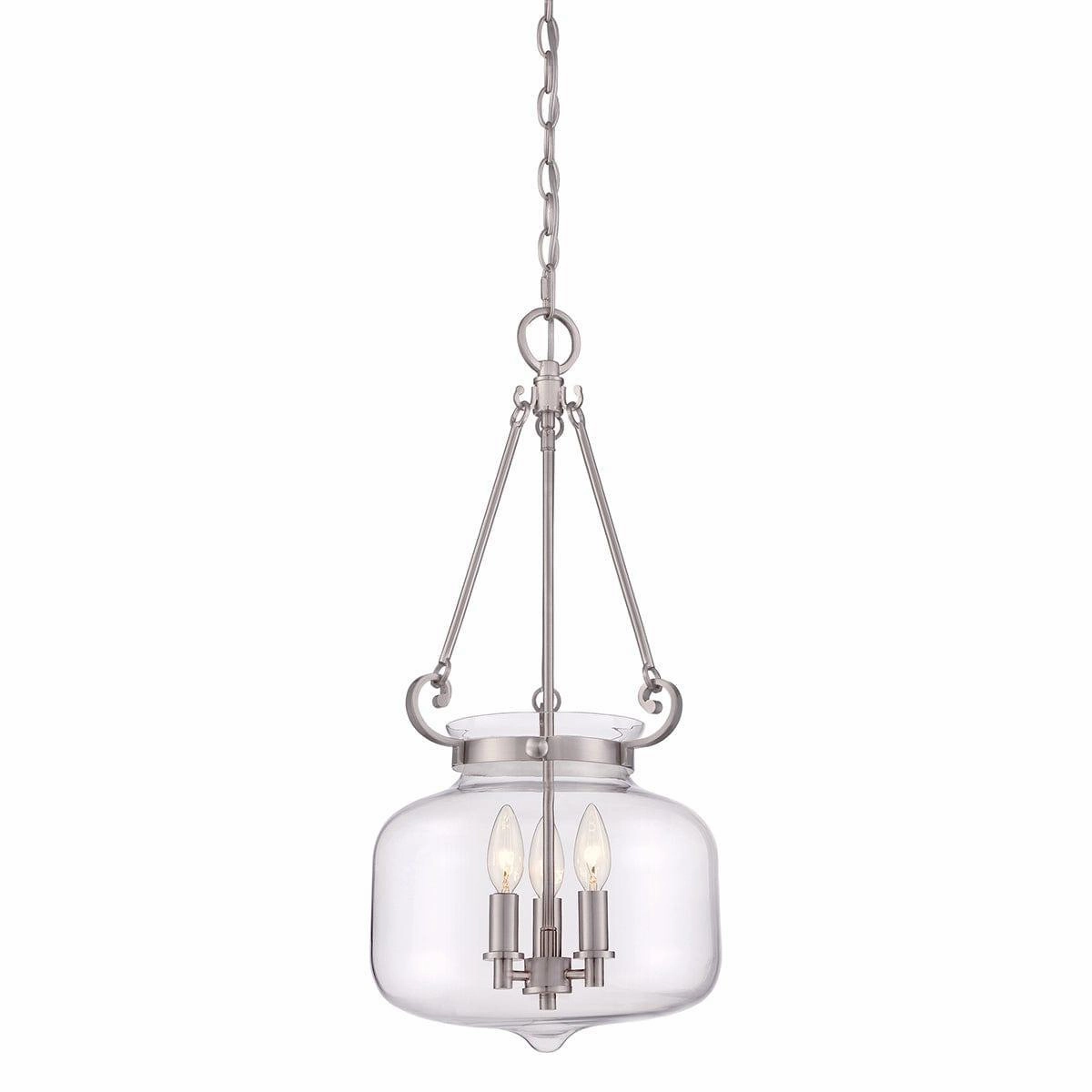 Quoizel Stewart 3 Light Brushed Nickel Ceiling Pendant Light soft glow ceiling light